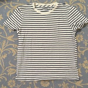 J. Crew Navy and White Striped Short Sleeve Tee Vintage Jersey